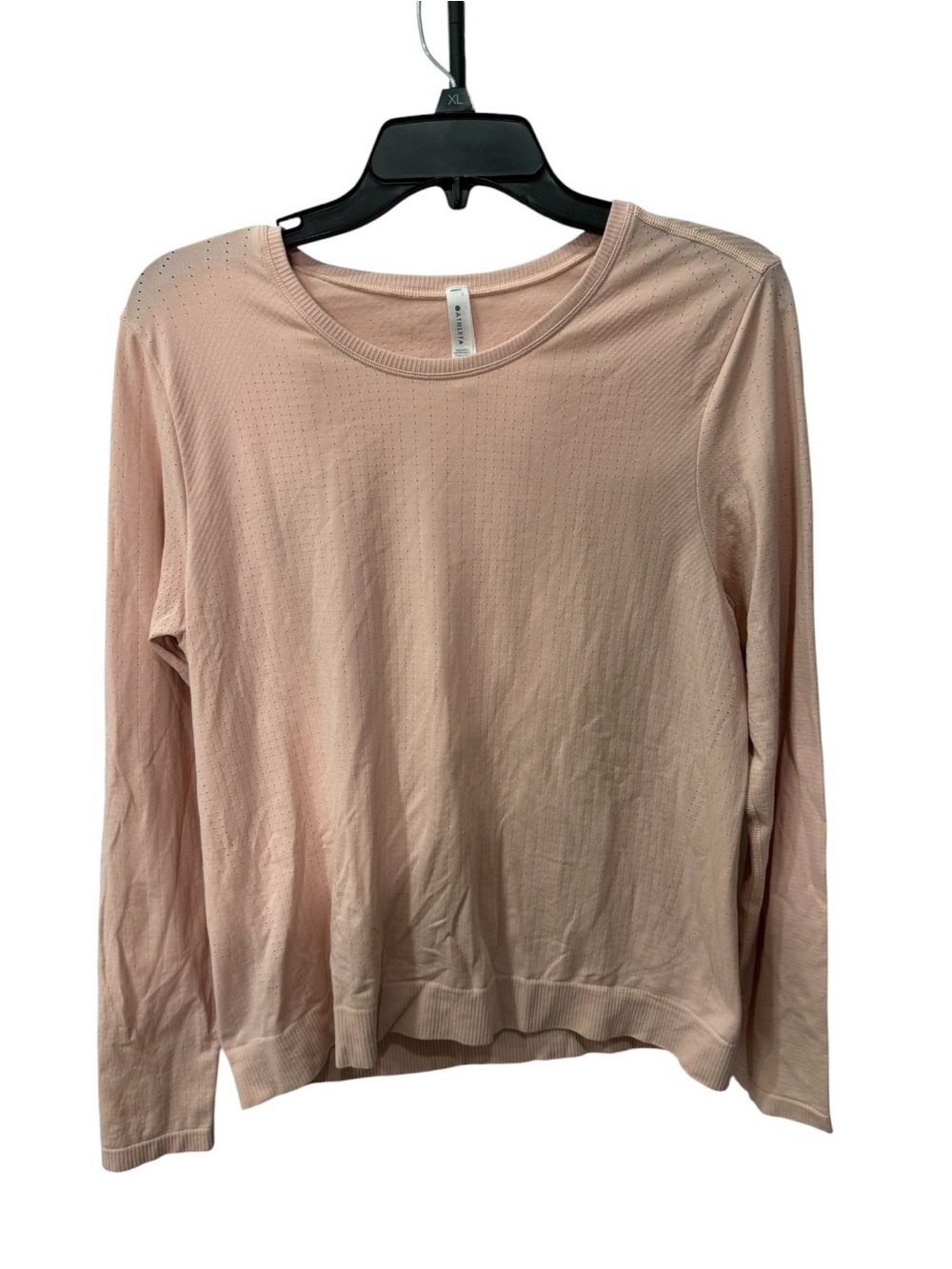 Athleta long-sleeve top features seamless fabric with micro-perforation detail L